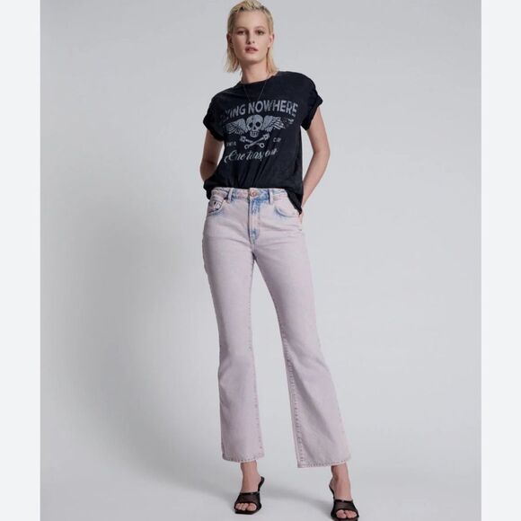 NWT Charlie High Waist Slim Flared Denim Jeans - Pink Haze - Picture 1 of 10